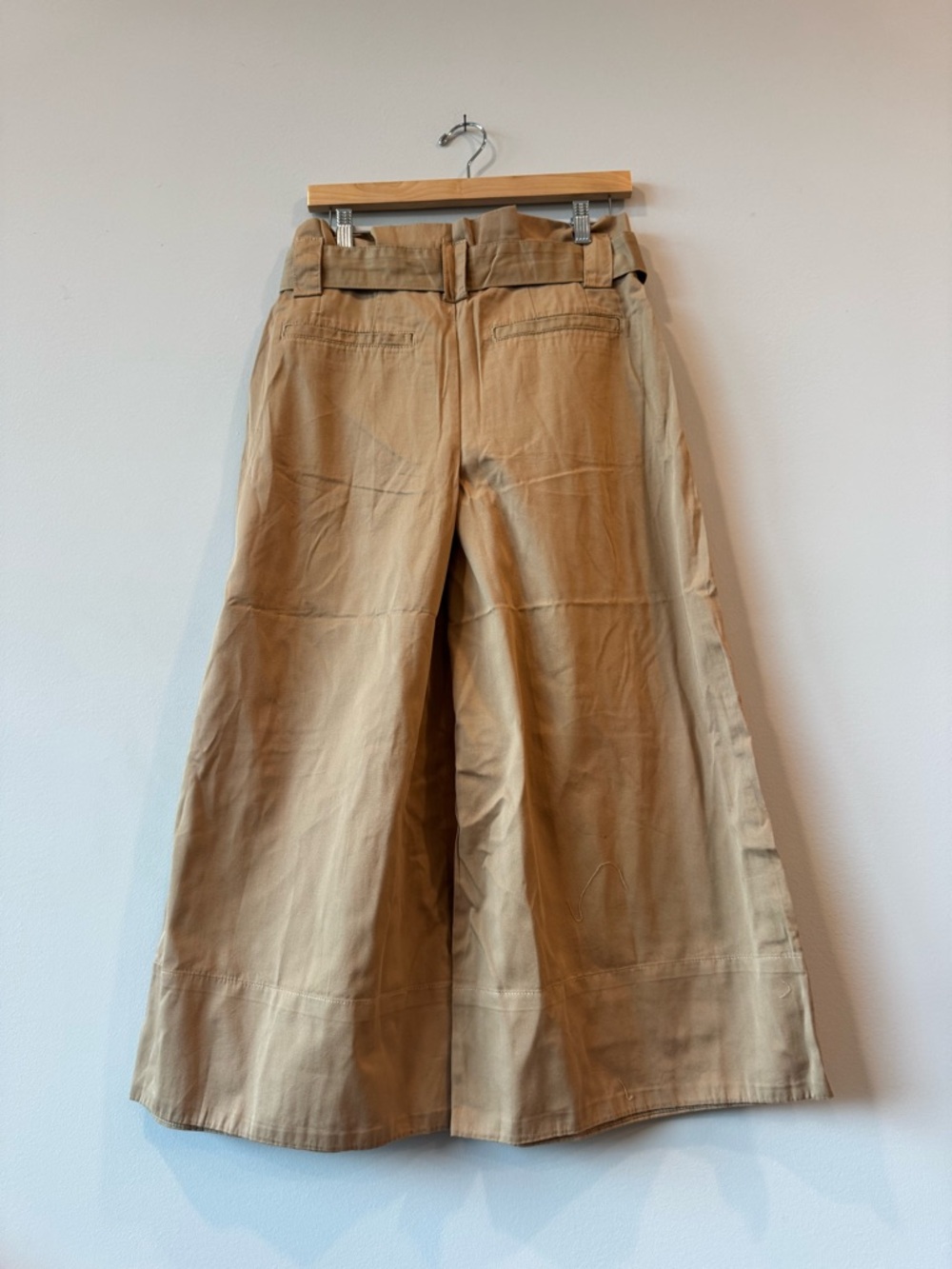 Anthropologie Maeve Tan Wide-Leg culotte Crop Belted work Pants high waist Sz 6 - Picture 8 of 13